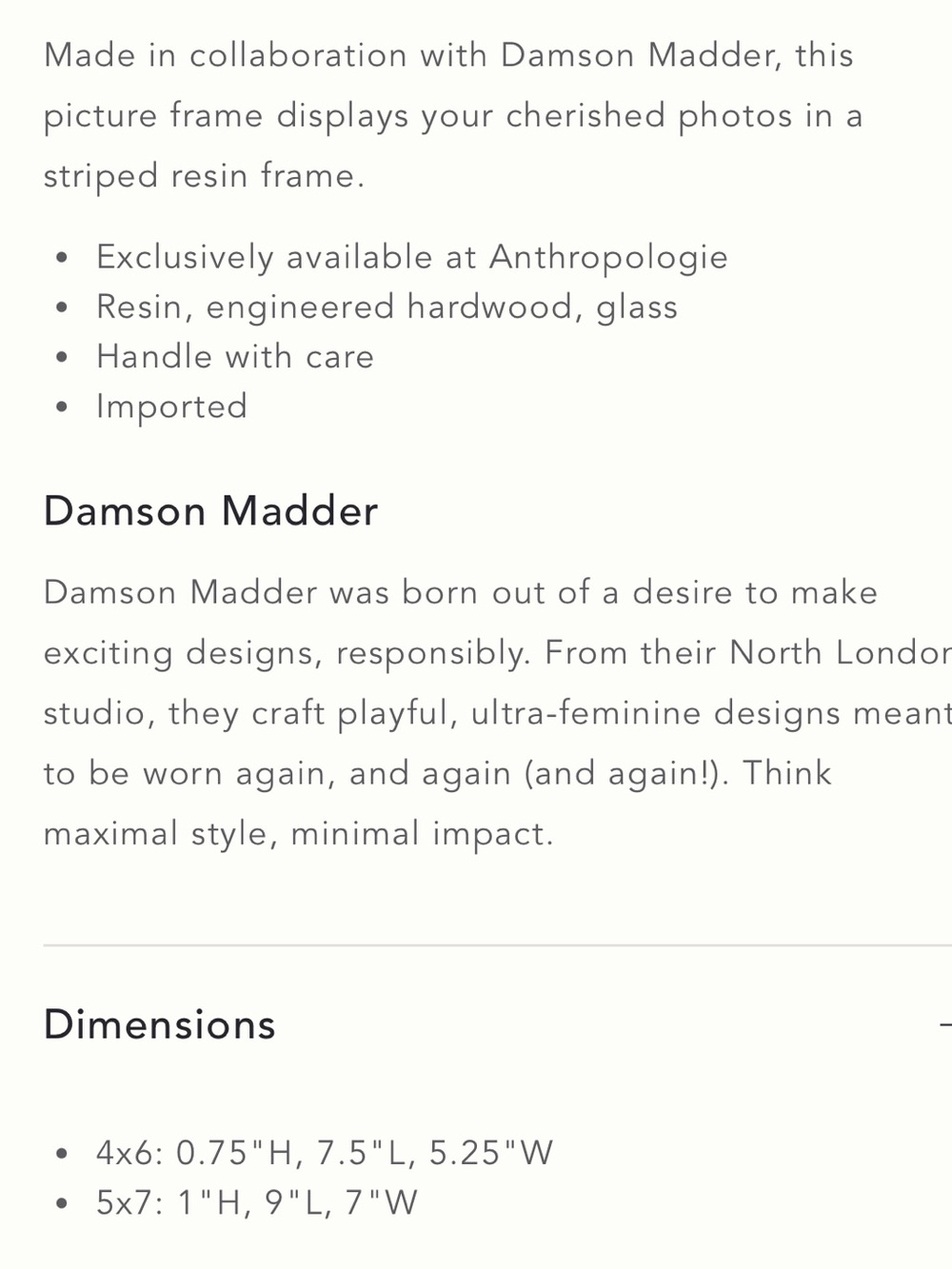 ANTHRO X  DAMSON MADDER NWT stripe picture frame -red/blue -4x6 - Picture 3 of 3